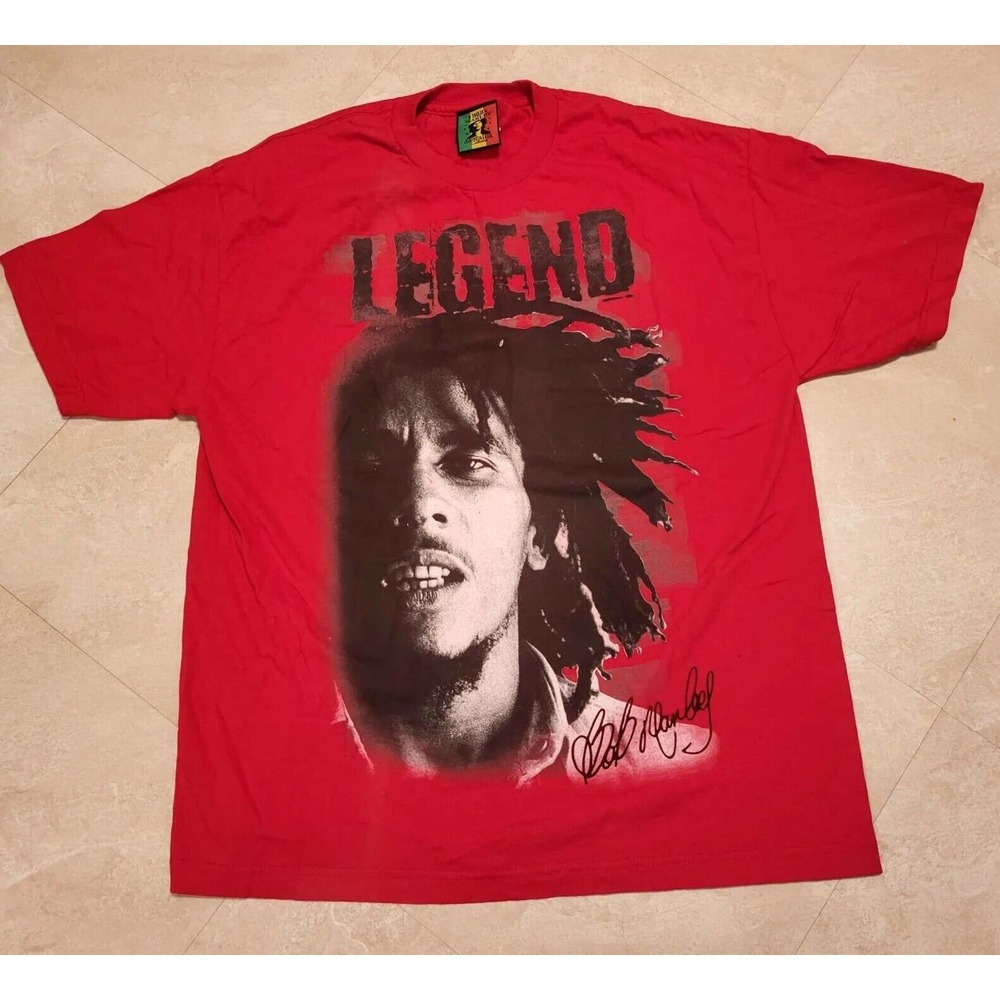 VTG Y2K Bob‎ Marley Legend Mens Size XL Mega Print AOP Music Band T Shirt